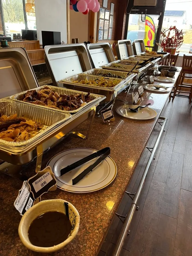 Moon Bay buffet spread with roast duck and Cantonese specialties